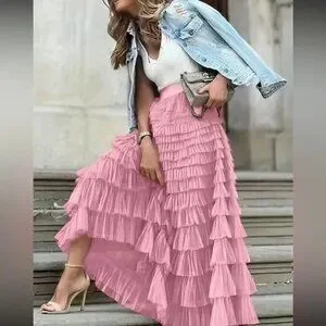 Skirts | Luxe Boho Layered Mesh Maxi Skirt | Poshmark